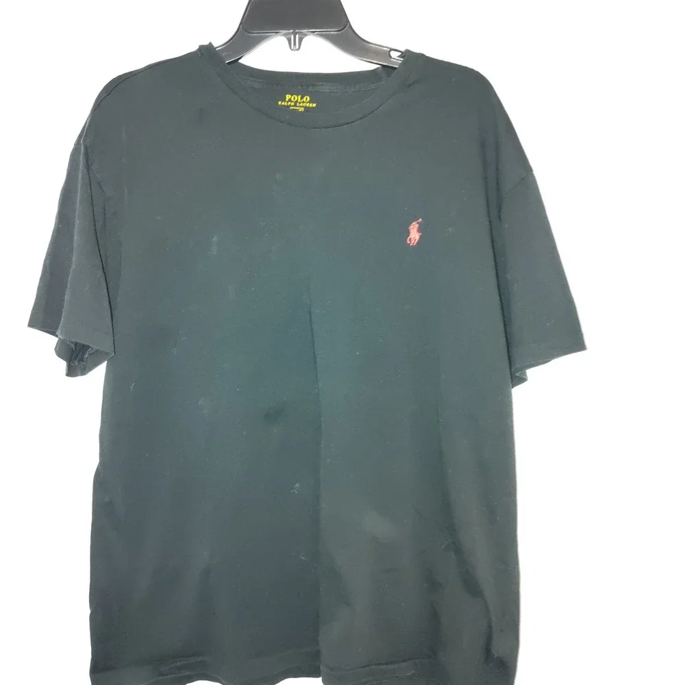 Polo Ralph Lauren Mens Black Short Sleeve Crew Neck T-Shirt Red Pony Logo Large